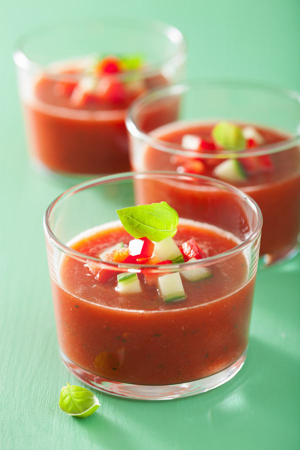 des verrines de gaspacho