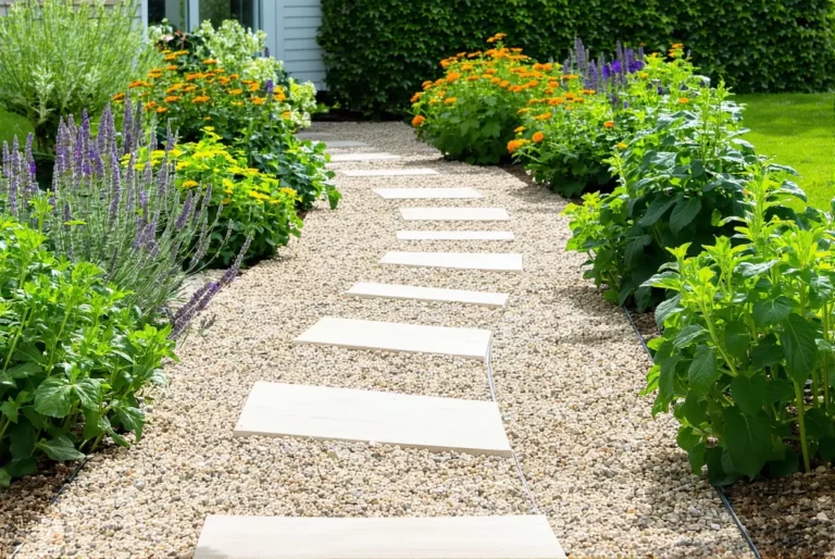 Faire un chemin de dalles entre les carrés potagers sans béton