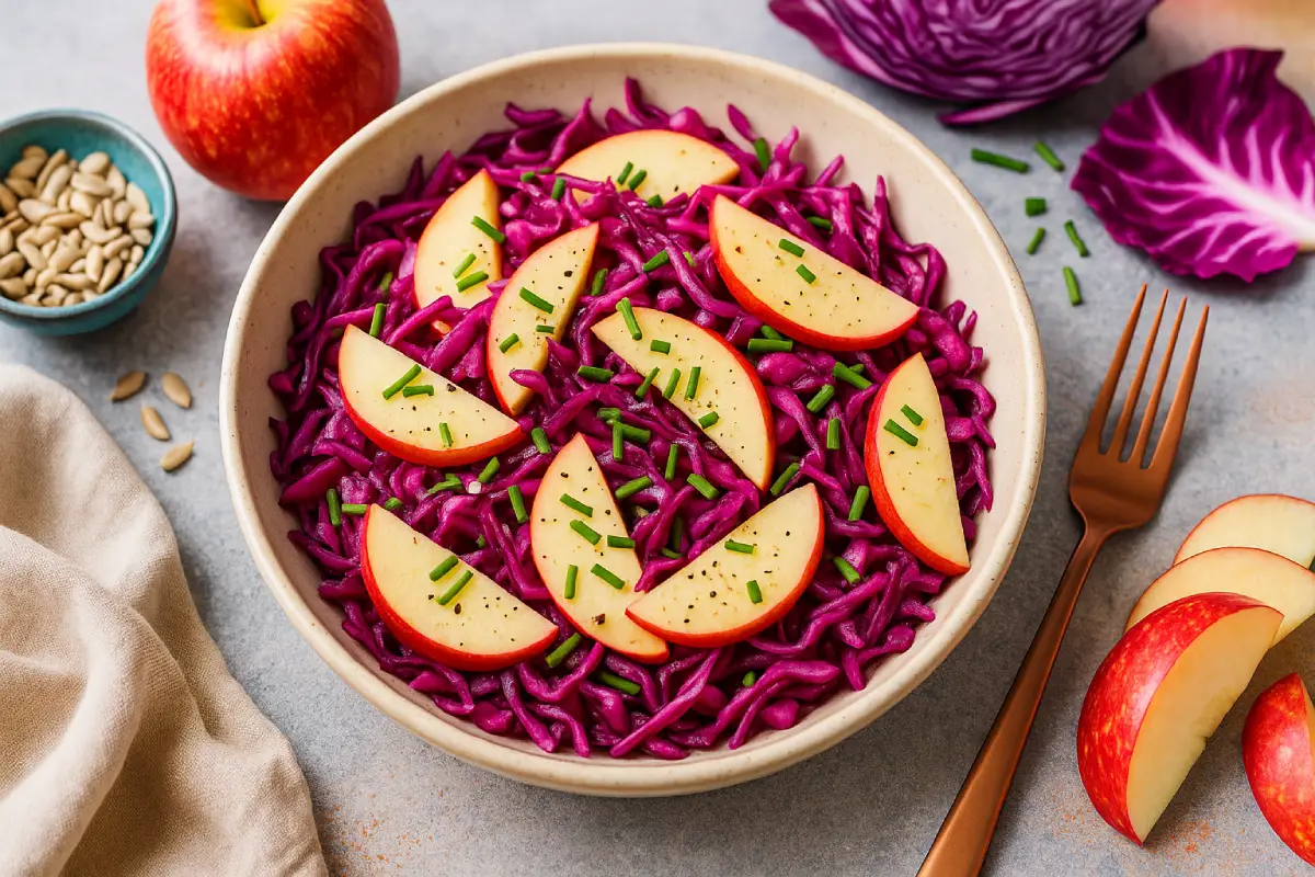 Salade de chou rouge cru aux pommes : la recette croquante et vitaminée