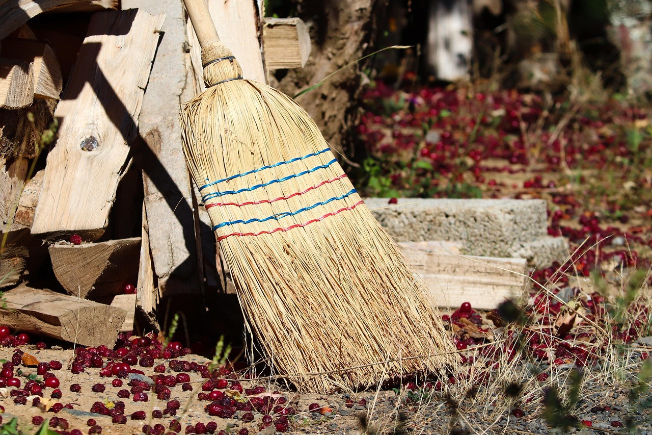 broom, straw, nature, street, sweep, clean up, garden