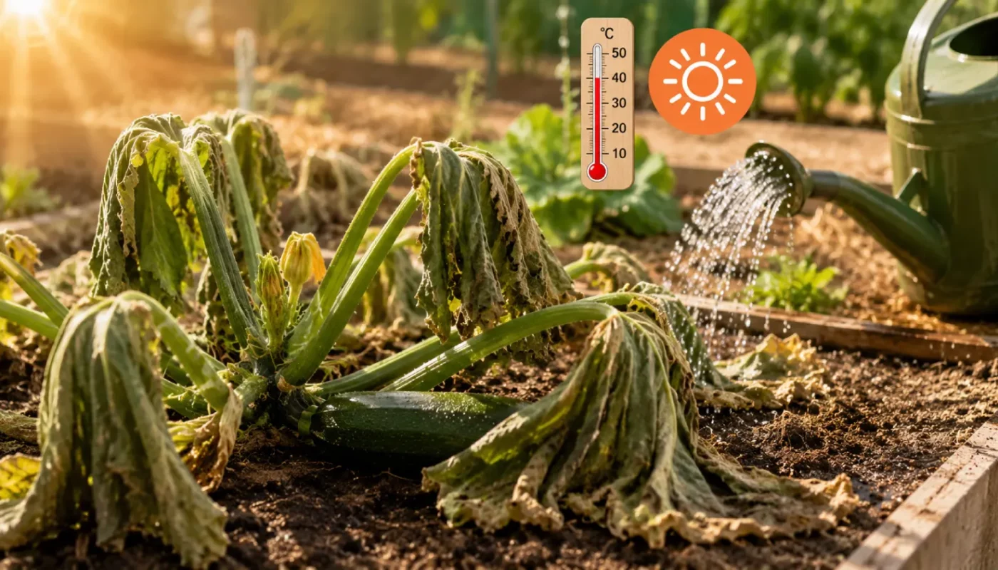 Canicule : pourquoi les feuilles de vos courgettes se fanent même après l&rsquo;arrosage