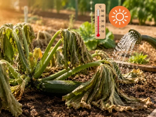 Canicule : pourquoi les feuilles de vos courgettes se fanent même après l&rsquo;arrosage