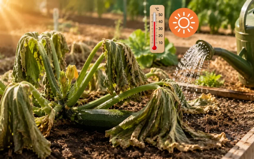 Canicule : pourquoi les feuilles de vos courgettes se fanent même après l&rsquo;arrosage
