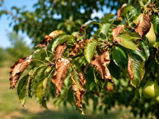 Pourquoi les feuilles de mon poirier brunissent-elles en été ?