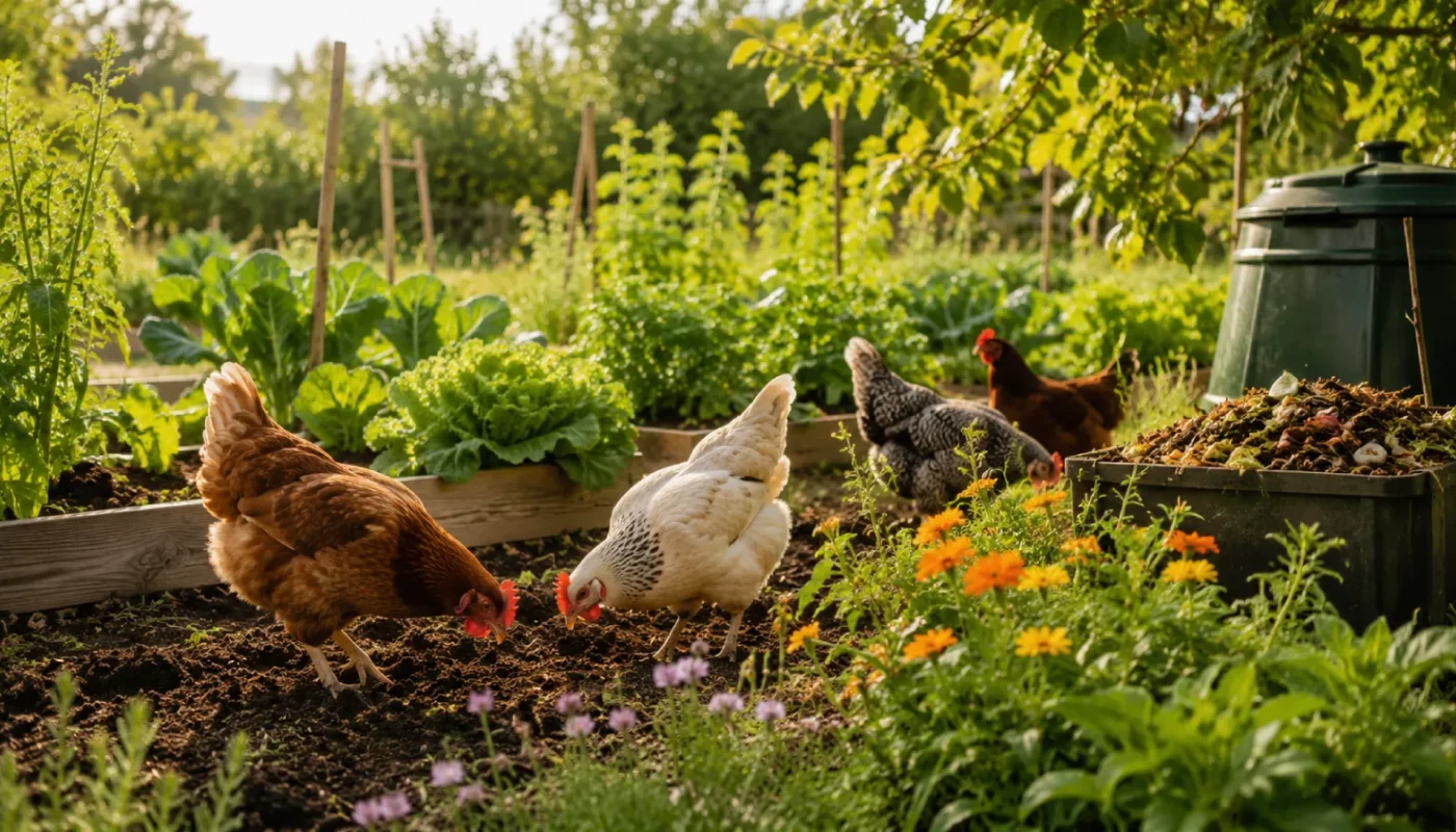 Poules, compost et potager : le trio gagnant pour un jardin naturel