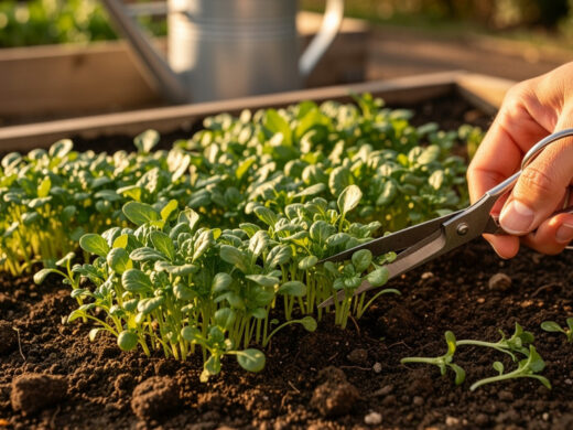 Mâche semée trop dru : éclaircir aux ciseaux sans casser les jeunes plants