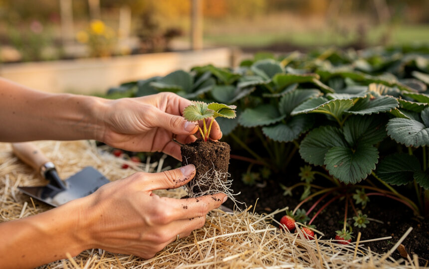 Repiquer les stolons de fraisiers : repérer les plus costauds avant l&rsquo;automne
