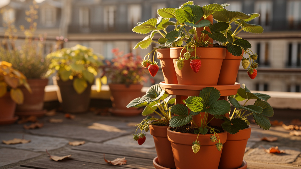 Une tour à fraisiers compacte : ce qui fonctionne vraiment sur une terrasse